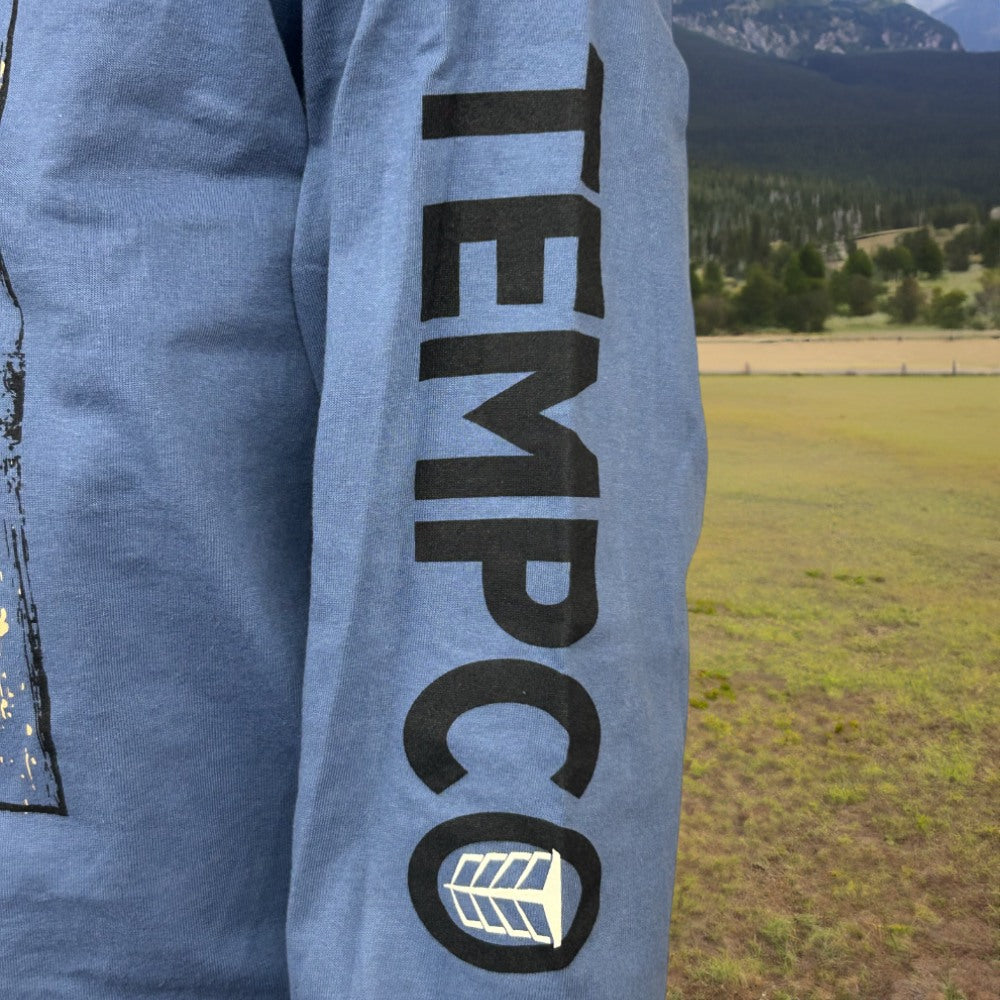Tempco Mens Western Bull Long Sleeve T-Shirt Blue