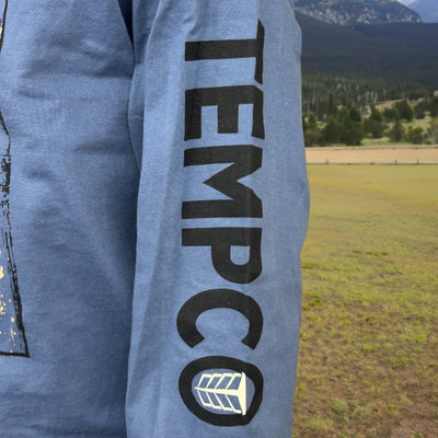 Tempco Mens Western Bull Long Sleeve T-Shirt Blue