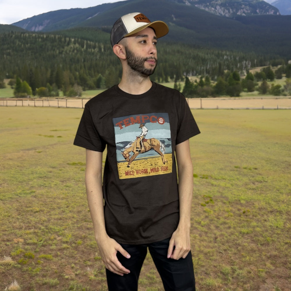 Tempco Mens Wild Ride Short Sleeve T-Shirt Brown