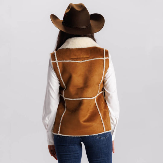 Tempco Womens Savannah Midweight Faux Suede Vest Cognac