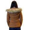 Brown winter jacket with fur hood on a white background