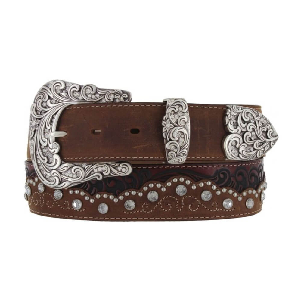 Tony Lama Womens Kaitlyn Krystal Belt Brown - C50499