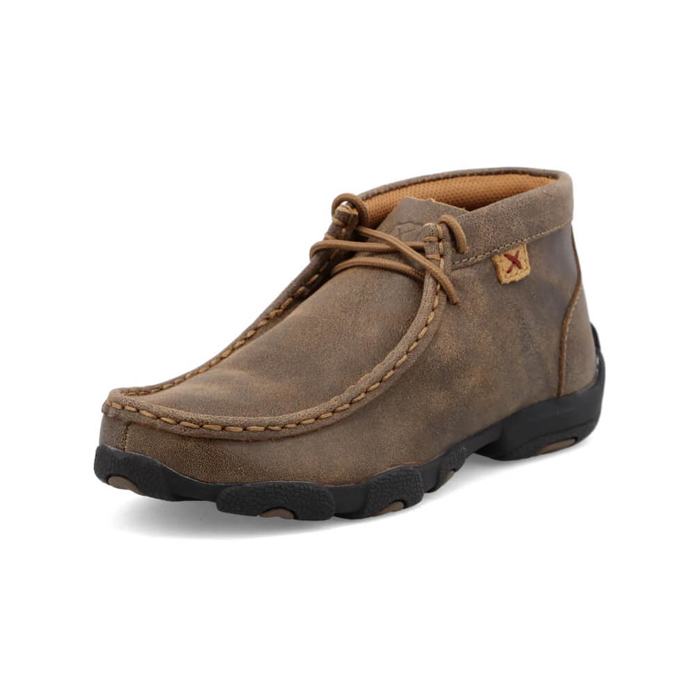 Twisted X Boys Leather Chukka Driving Moc Shoes Brown - YDM0001