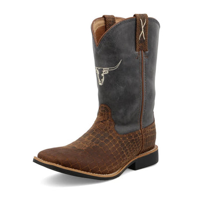 Twisted X Kids Western Top Hand Boots Chocolate & Dusty blue - YTH0017