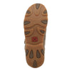Brown shoe sole with a visible brand logo on a white background