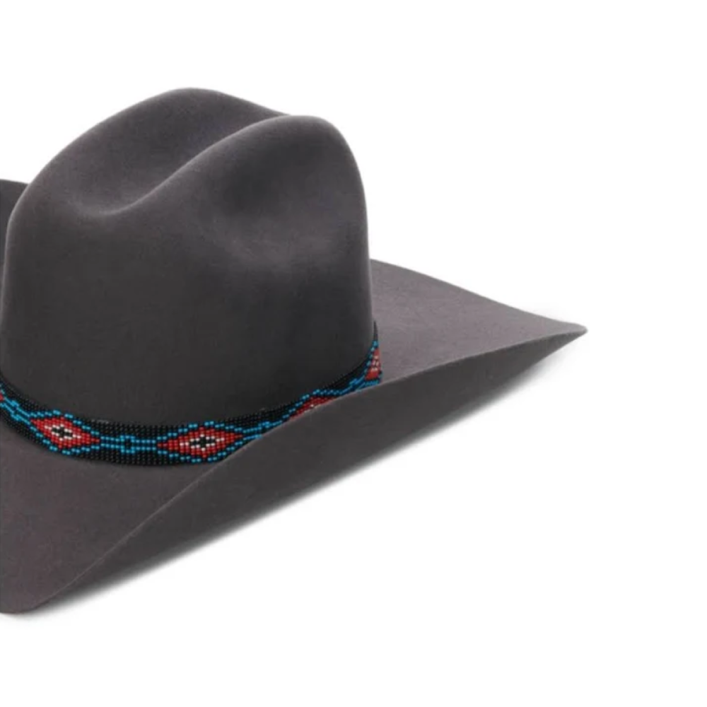 Twister Beaded Black Red Aztec Hatband - 0272701