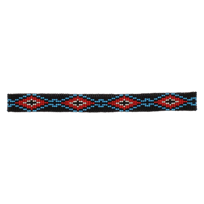 Twister Beaded Black Red Aztec Hatband - 0272701