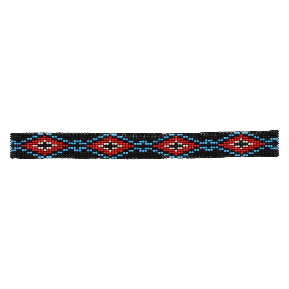 Twister Beaded Black Red Aztec Hatband - 0272701
