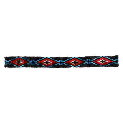 Twister Beaded Black Red Aztec Hatband - 0272701