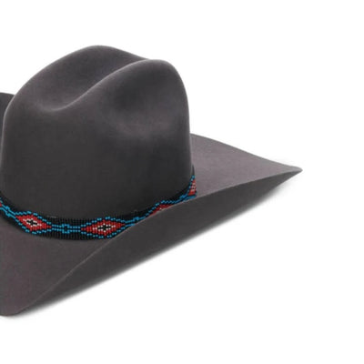 Twister Beaded Black Red Aztec Hatband - 0272701