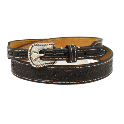 Twister Floral Tooled Black Leather Hatband - 0275301