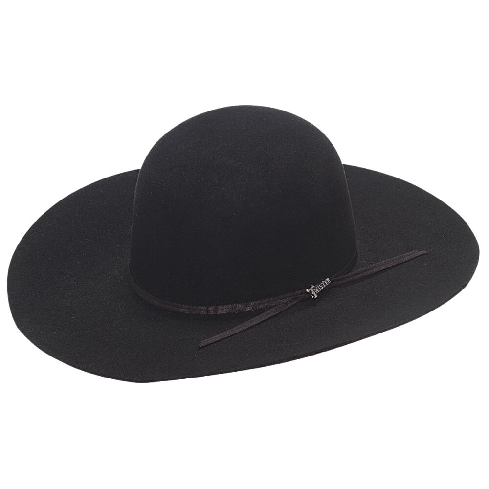 Twister Mens 6X Open Crown Felt Hat Black - T7635801