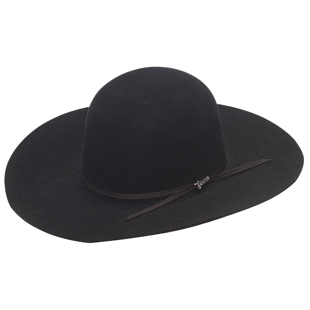 Twister Mens 6X Open Crown Felt Hat Black - T7635801