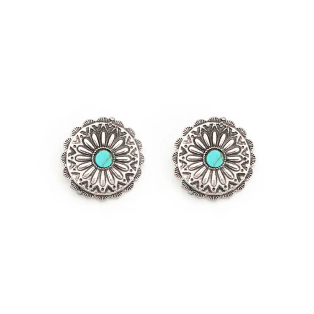 West & Co. Womens Flower Concho Studs Earrings Silver