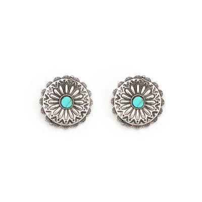 West & Co. Womens Silver Flower Concho Earrings