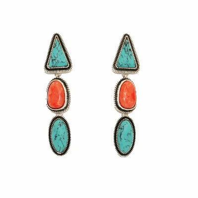 West & Co. Womens Turquoise and Coral Earrings