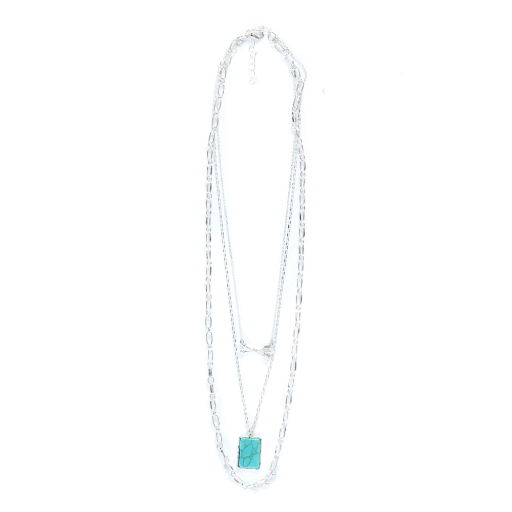 West & Co. Womens Arrow Layered Chain Necklace Silver - N1265BS