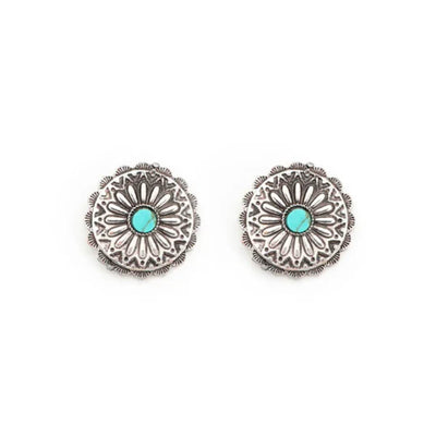 West & Co. Womens Flower Concho Studs Earrings Silver - E826