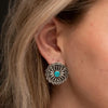 West & Co. Womens Flower Concho Studs Earrings Silver - E826