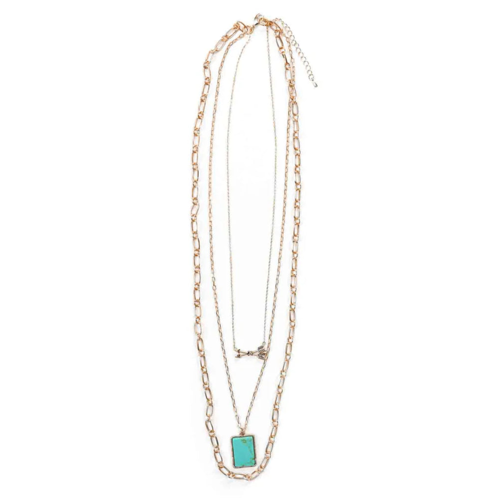 West & Co. Womens Gold Turquoise Necklace - N1265