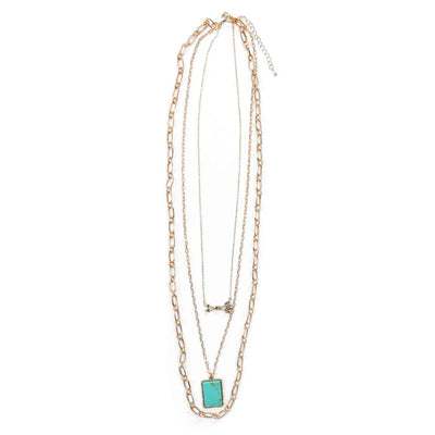 West & Co. Womens Gold Turquoise Necklace - N1265