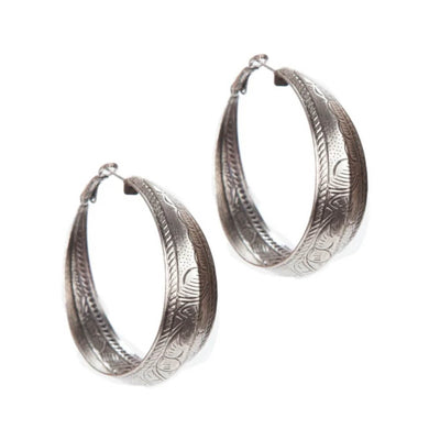 West & Co. Womens Tooled Hoop Earrings Silver - E342BS