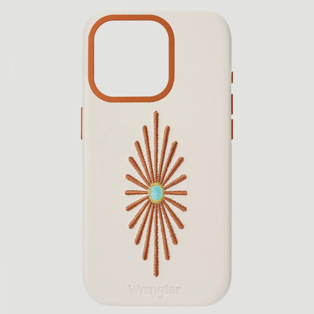 Wrangler Apple iPhone 15 Pro Leather Embroidery Case White - LW/3001WT15PRO