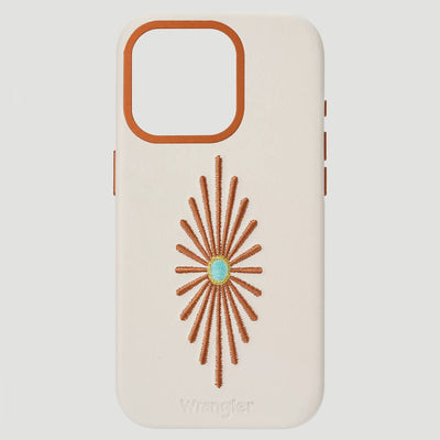 Wrangler Apple iPhone 15 Pro Leather Embroidery Case White - LW/3001WT15PRO