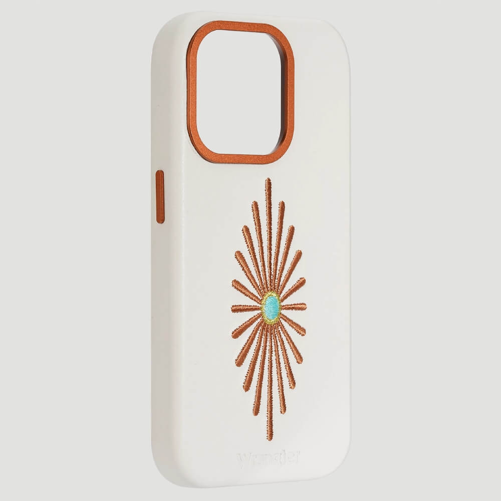 Wrangler Apple iPhone 15 Pro Leather Embroidery Case White - LW/3001WT15PRO