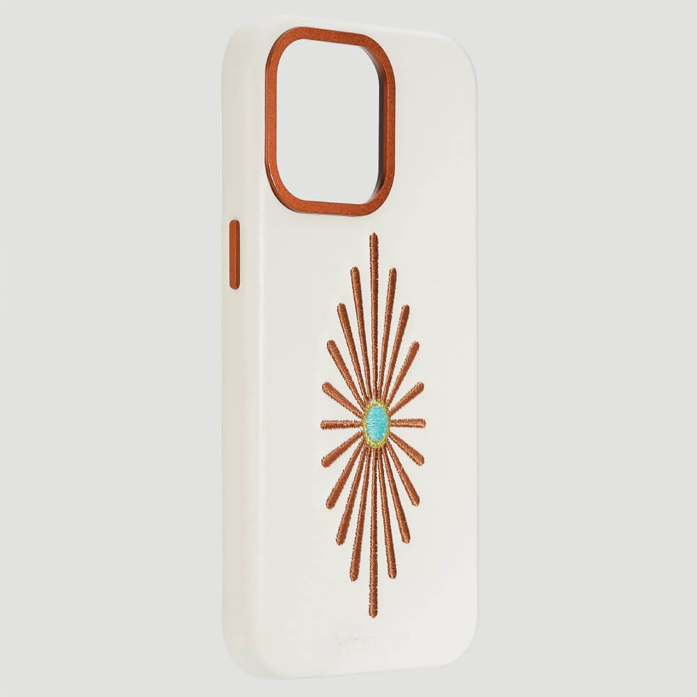 Wrangler Apple iPhone 15 Pro Max Leather Embroidery Case White - LW/3001WT15PM