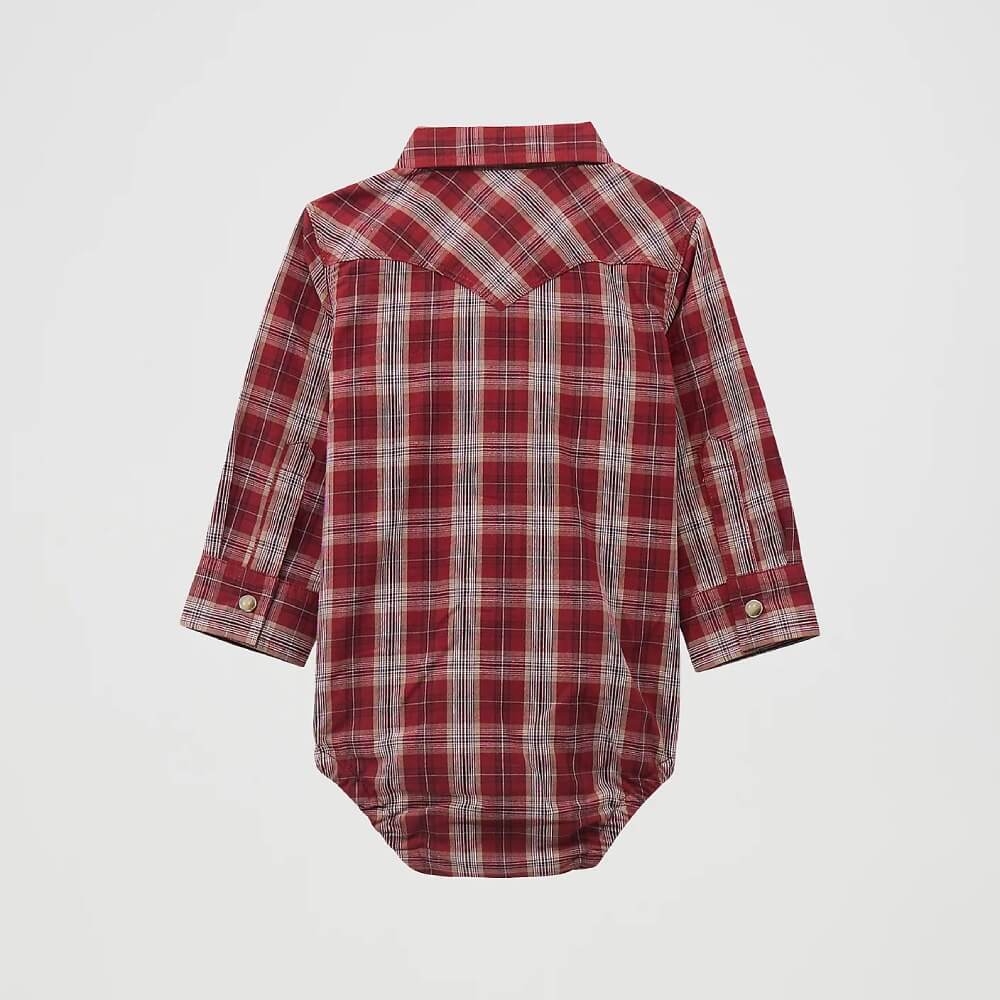 Wrangler Baby Boys Western Bodysuit Onesie Burgundy Plaid - 112369545