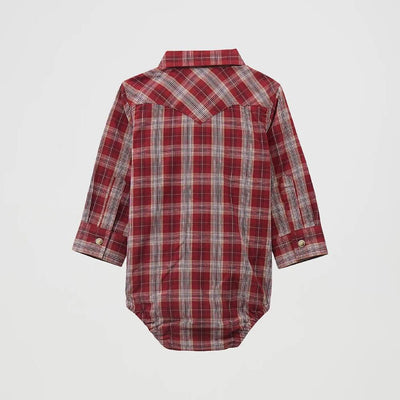 Wrangler Baby Boys Western Bodysuit Onesie Burgundy Plaid - 112369545
