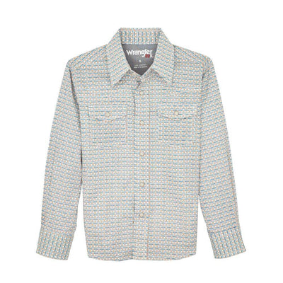 Wrangler Boys 20X Advanced Comfort Shirt Rustic Brown/Teal - 112367917