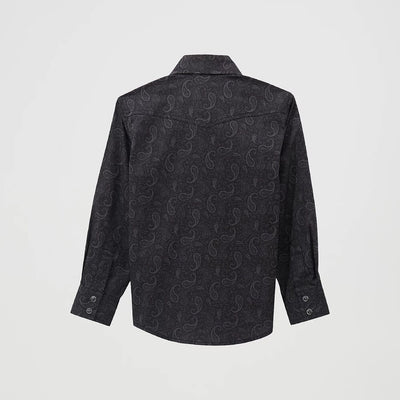 Wrangler Boys 20X® Advanced Comfort Western Shirt Shadow Paisley (black) - 112369504
