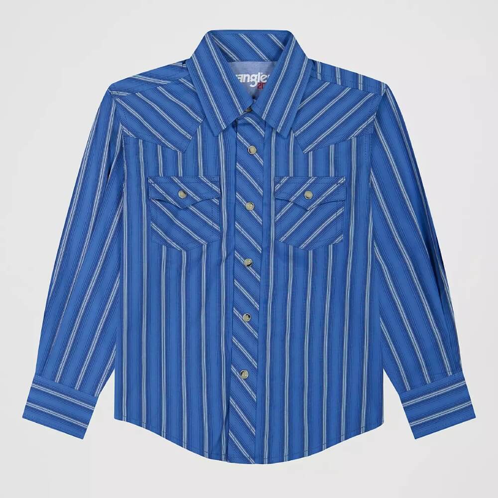 Wrangler Boys 20X Advanced Comfort Western Snap Shirt Riverstone Stripe - 112381465