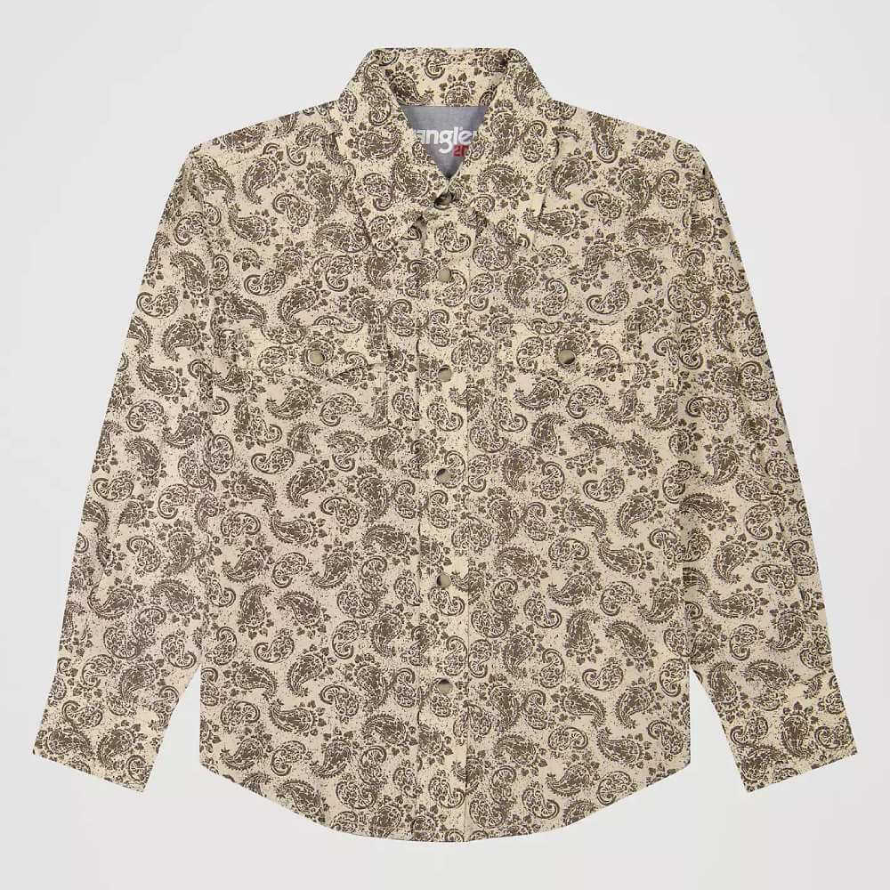 Wrangler Boys 20X Advanced Comfort Western Snap Shirt Saddle Paisley - 112381467