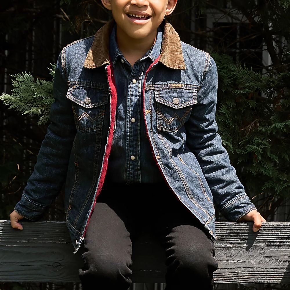 Wrangler Boys Blanket Denim Jacket | Rustic Blue Color