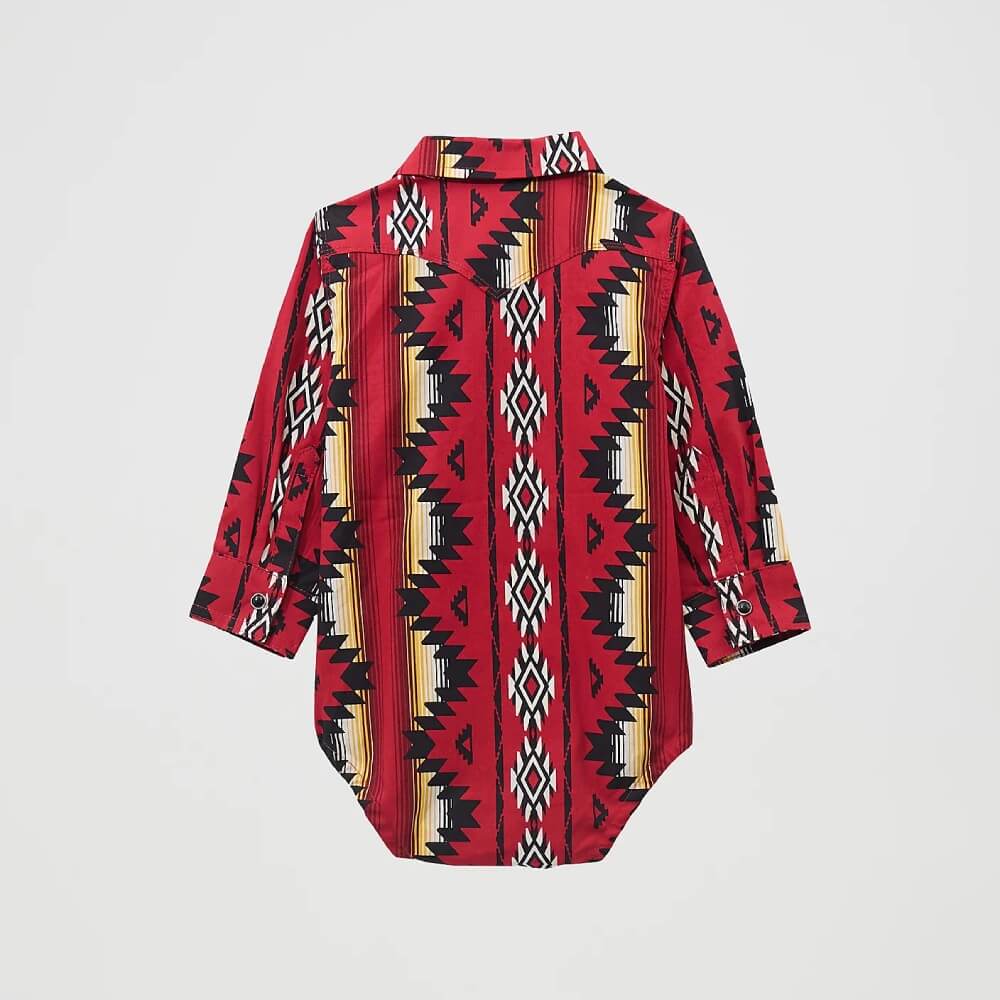Wrangler Boys Checotah Western Bodysuit Onesie Firey Red - 112369546