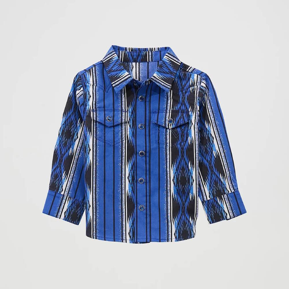 Wrangler Boys Checotah Western Shirt Bold Blue - 112369537