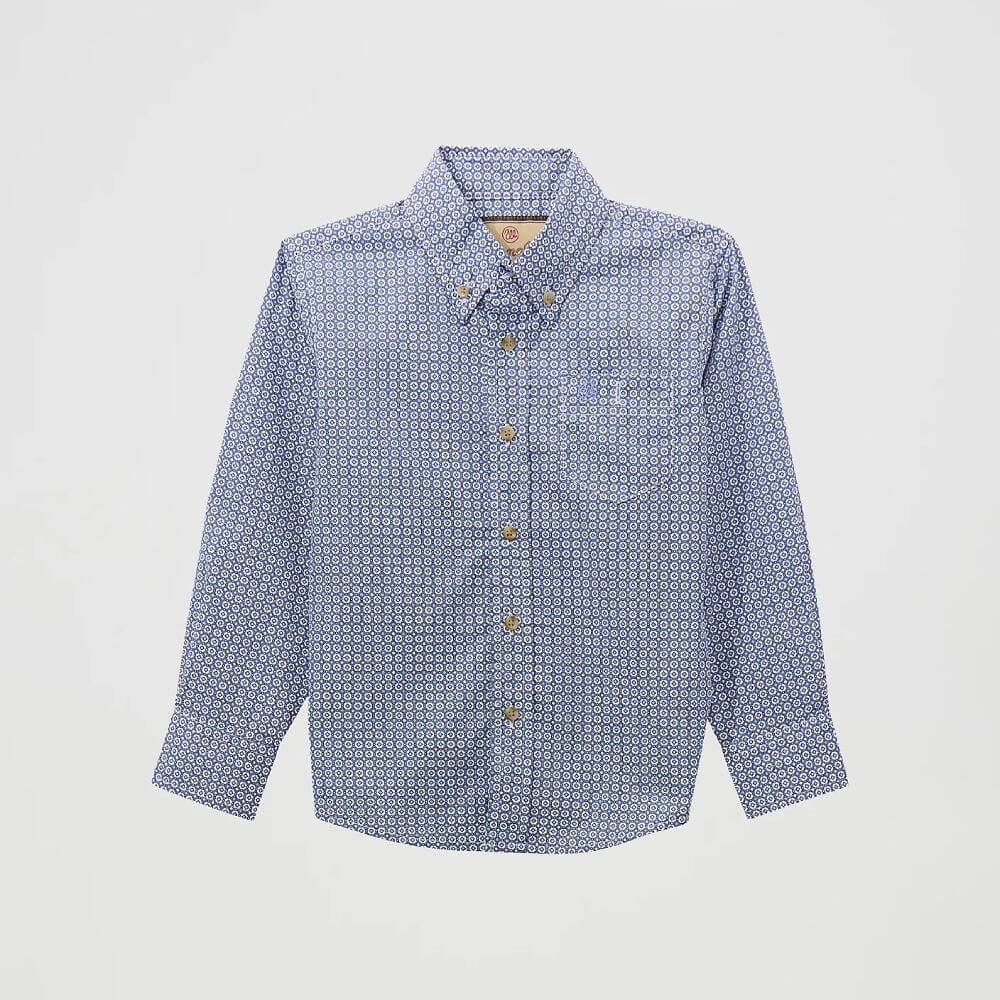 Wrangler Boys Classic Button-Down Print Shirt Dusty Blue - 112369452