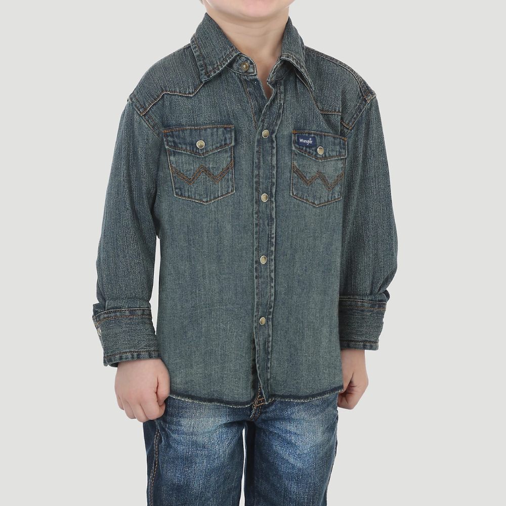 Wrangler Boys Cowboy Cut Long Sleeve Snap Shirt