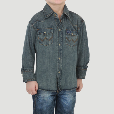 wrangler boys cowboy cut long sleeve snap shirt