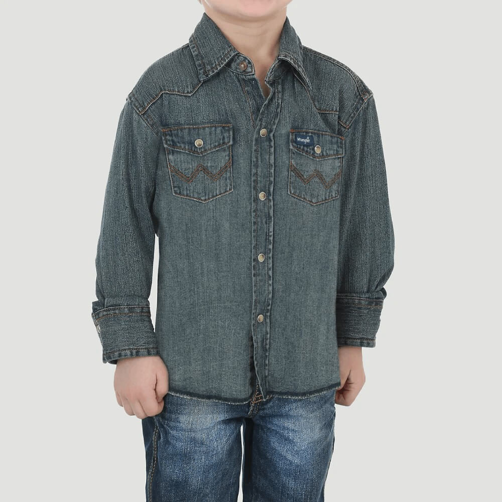 Wrangler Boys Cowboy Cut Long Sleeve Snap Shirt - 10BS1039W