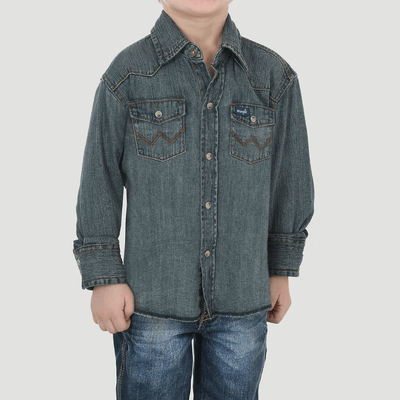 Wrangler Boys Cowboy Cut Long Sleeve Snap Shirt - 10BS1039W