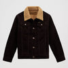 Wrangler Boys Cowboy Cut Sherpa Lined Corduroy Jacket Black Coffee - 112382136