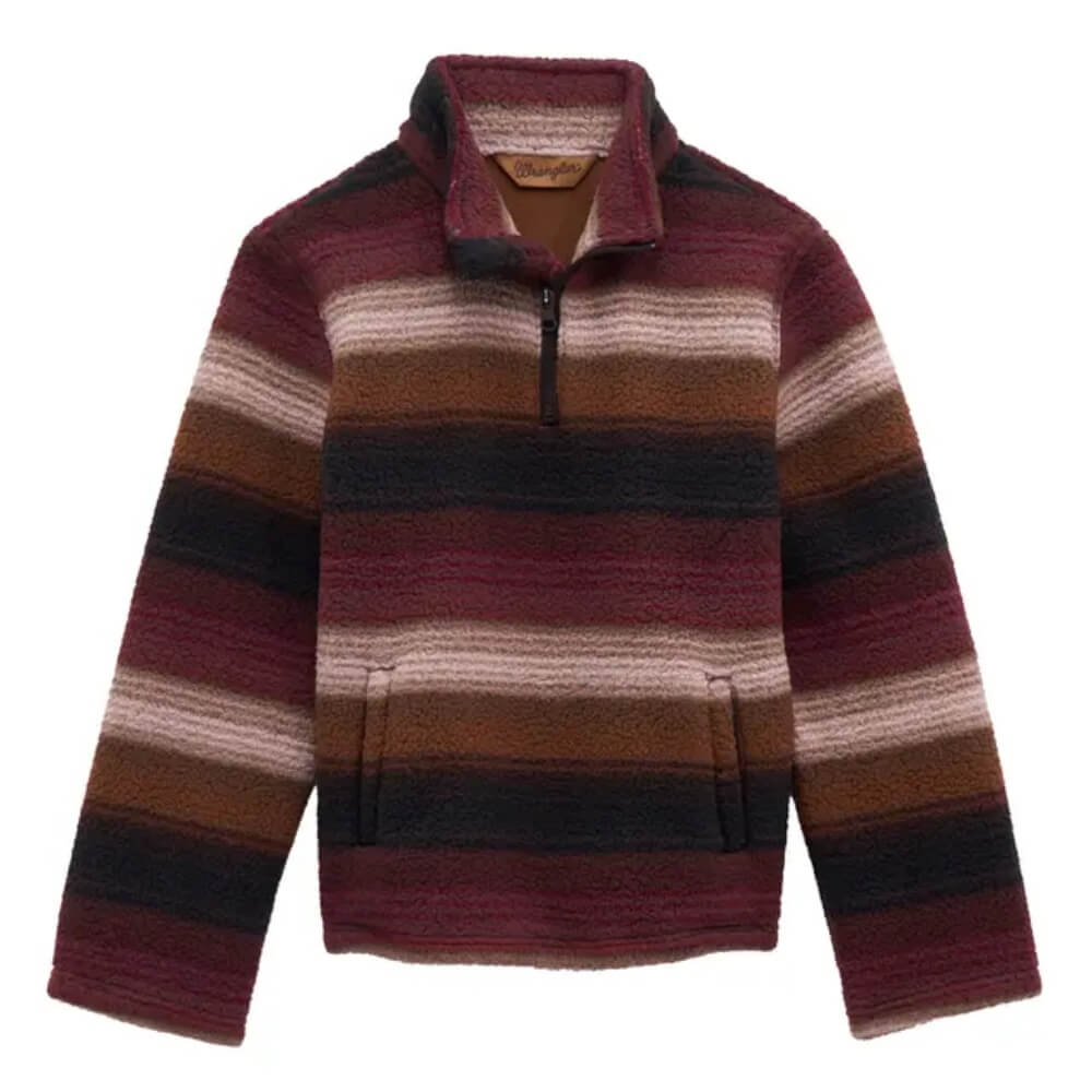 Wrangler Boys Hay Away 1/4 Zip Sherpa Pullover Aztec Port - 112382926
