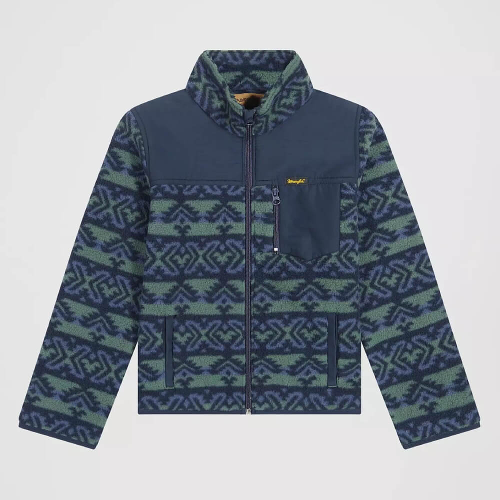 Wrangler Boys Hay Away Full Zip Sherpa Jacket Dark Forest - 112382927