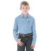 Wrangler Boys Long Sleeve Western Cowboy Cut Pearl Snap Shirt Denim - BW1251B