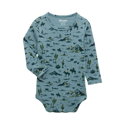 Wrangler Boys Long Sleeve Turquoise Onesie