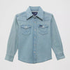 Wrangler Boys Long Sleeve Western Cowboy Cut Pearl Snap Shirt Denim - BW1251B